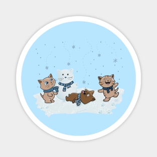 Cats Playing in Snow Magnet